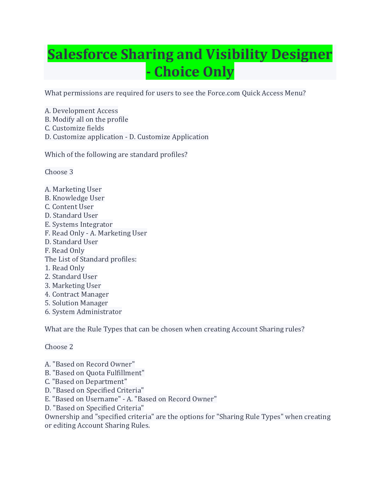 Preview image for Salesforce Sharing and Visibility Designer - Choice Only